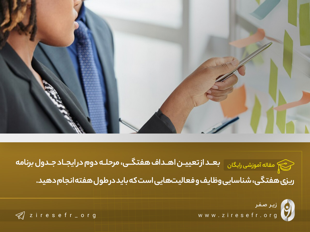 شناسایی وظایف در جدول برنامه‌ریزی هفتگی